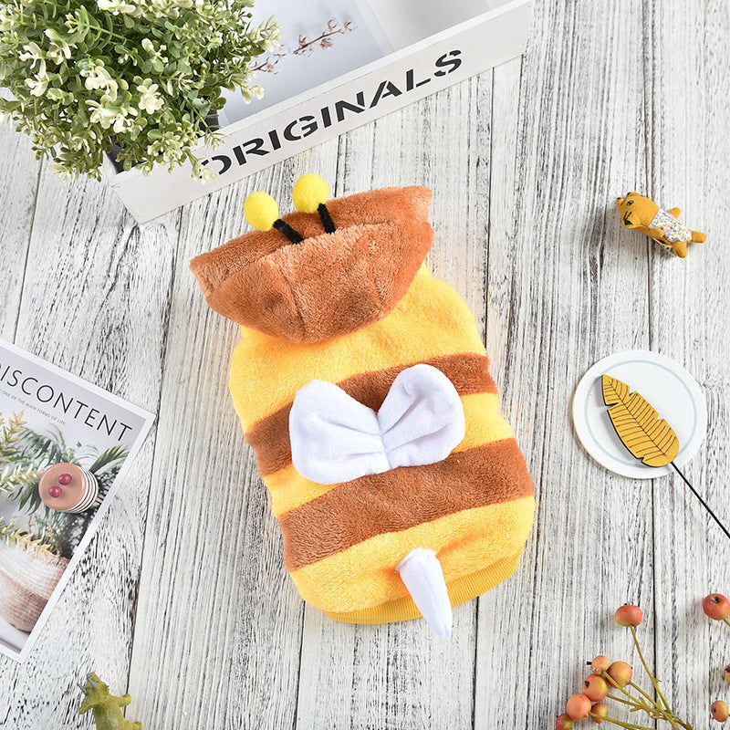KFX-9524669 Autumn and Winter Pet Costume Coat for Medium and Large Dogs - Bee Design, Yellow, Casual Polyester