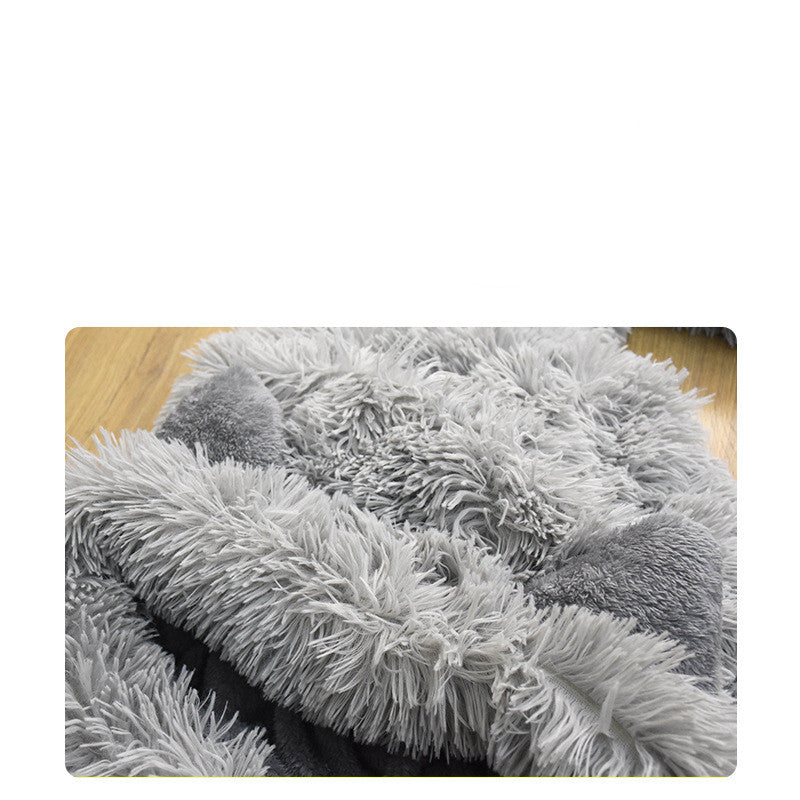 KFX-9526845 Plush Pet Sleeping Bag for Autumn and Winter in Dark and Light Gray