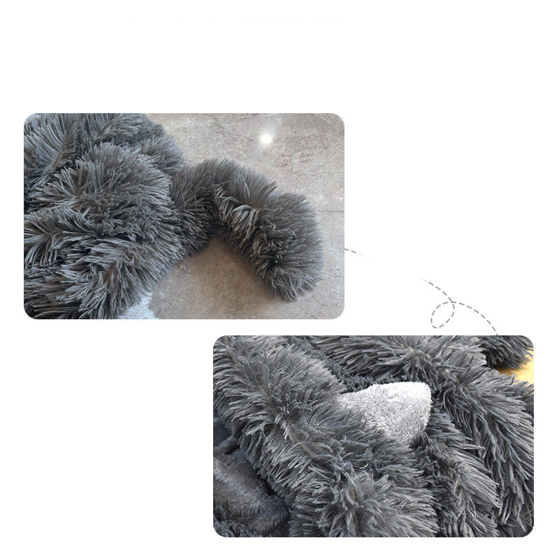 KFX-9526845 Plush Pet Sleeping Bag for Autumn and Winter in Dark and Light Gray