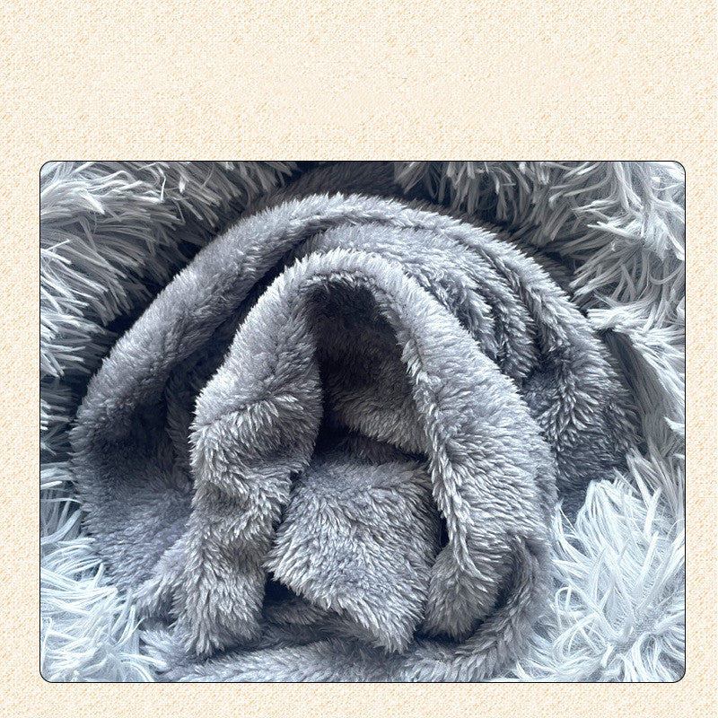 KFX-9526845 Plush Pet Sleeping Bag for Autumn and Winter in Dark and Light Gray