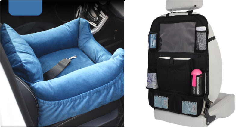 KFX-9527229 Pet Car Nest for Dogs and Cats - Removable Washable Multi-Color Design with Non-Slip Bottom