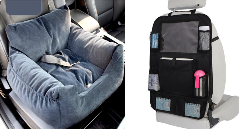 KFX-9527229 Pet Car Nest for Dogs and Cats - Removable Washable Multi-Color Design with Non-Slip Bottom