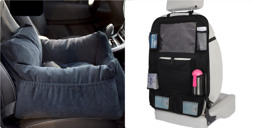 KFX-9527229 Pet Car Nest for Dogs and Cats - Removable Washable Multi-Color Design with Non-Slip Bottom