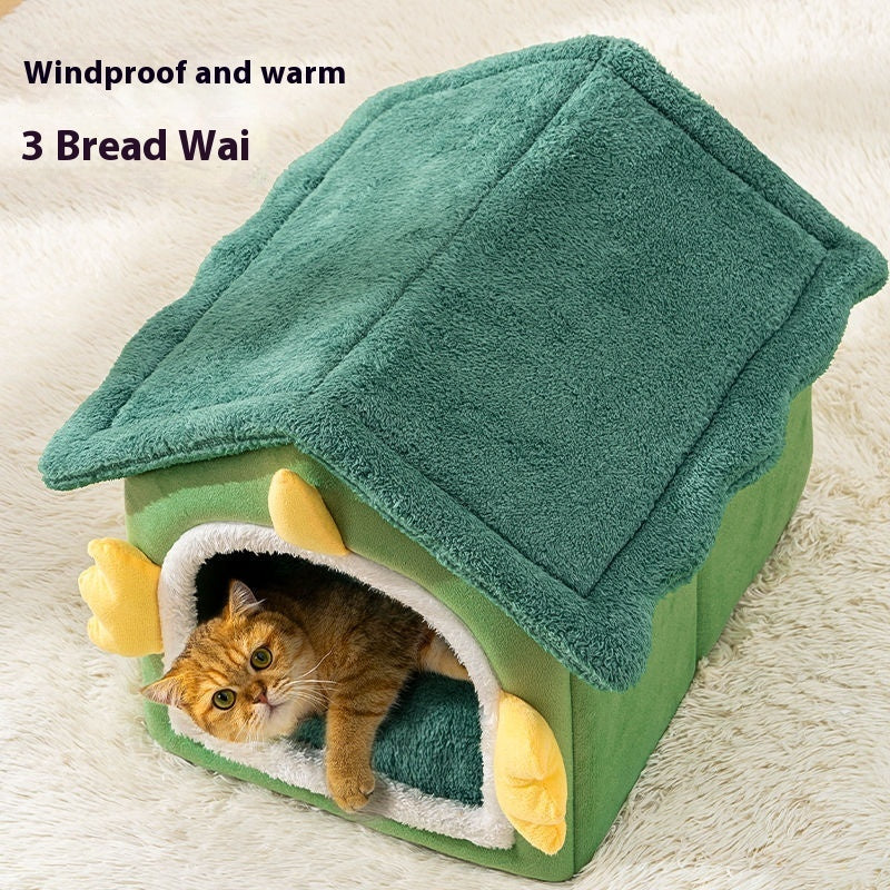KFX-9529021 Super Cozy Cat Nest with Soft Cushion and Blanket for All Seasons