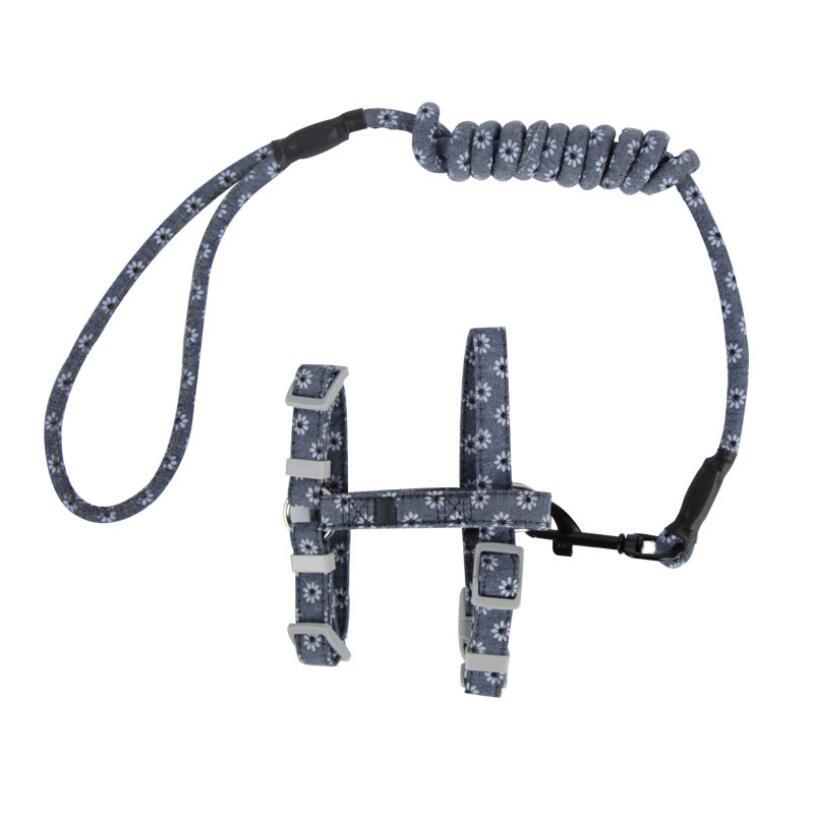 KFX-9530557 Anti-stroke Cat Leash with Floral Design - Cotton, Available in S, M, L Sizes