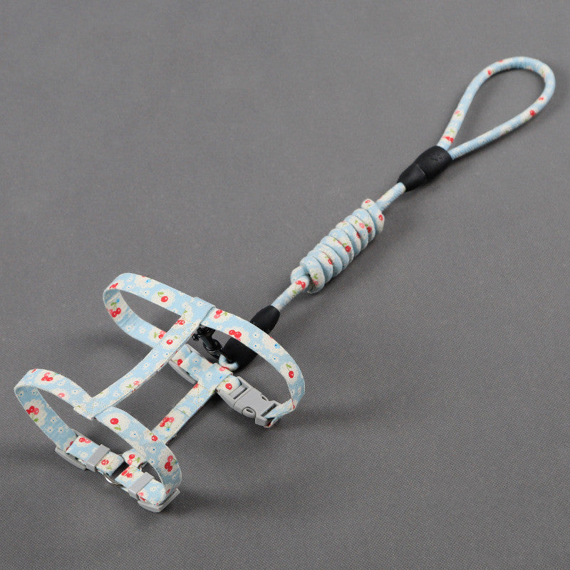 KFX-9530557 Anti-stroke Cat Leash with Floral Design - Cotton, Available in S, M, L Sizes