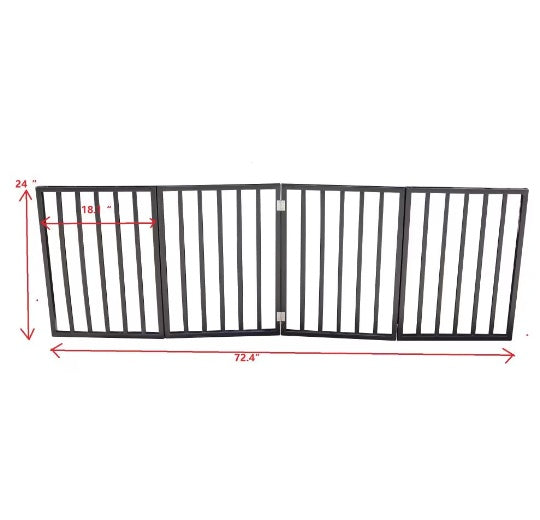 KFX-9532349 Portable Folding Pet Gate for Doorways – Dark Brown Populus Wood, 73x24 Inches, Easy to Move and Store