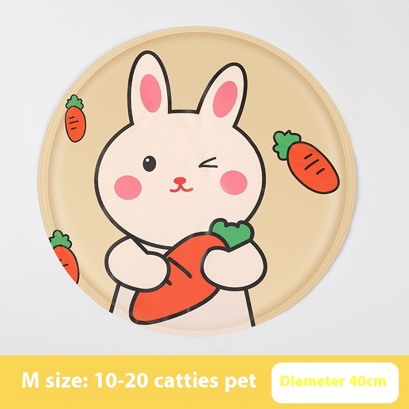 KFX-9532605 Cooling Gel Pet Mat – Round Cartoon Design for Dogs and Cats, Various Fun Patterns, Soft Cloth, 40cm & 50cm Sizes