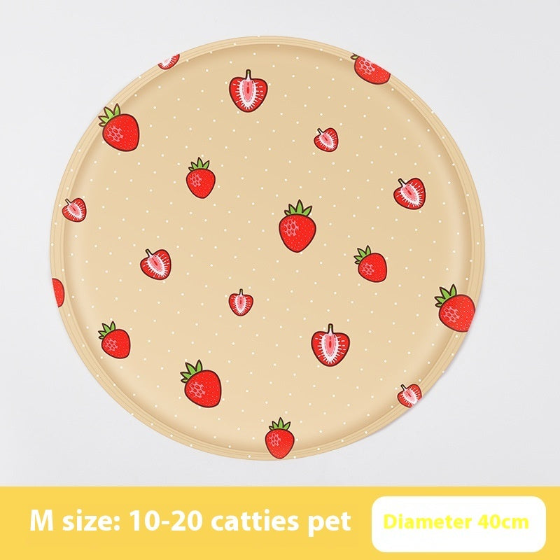 KFX-9532605 Cooling Gel Pet Mat – Round Cartoon Design for Dogs and Cats, Various Fun Patterns, Soft Cloth, 40cm & 50cm Sizes