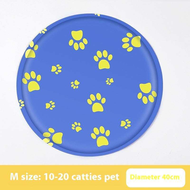 KFX-9532605 Cooling Gel Pet Mat – Round Cartoon Design for Dogs and Cats, Various Fun Patterns, Soft Cloth, 40cm & 50cm Sizes