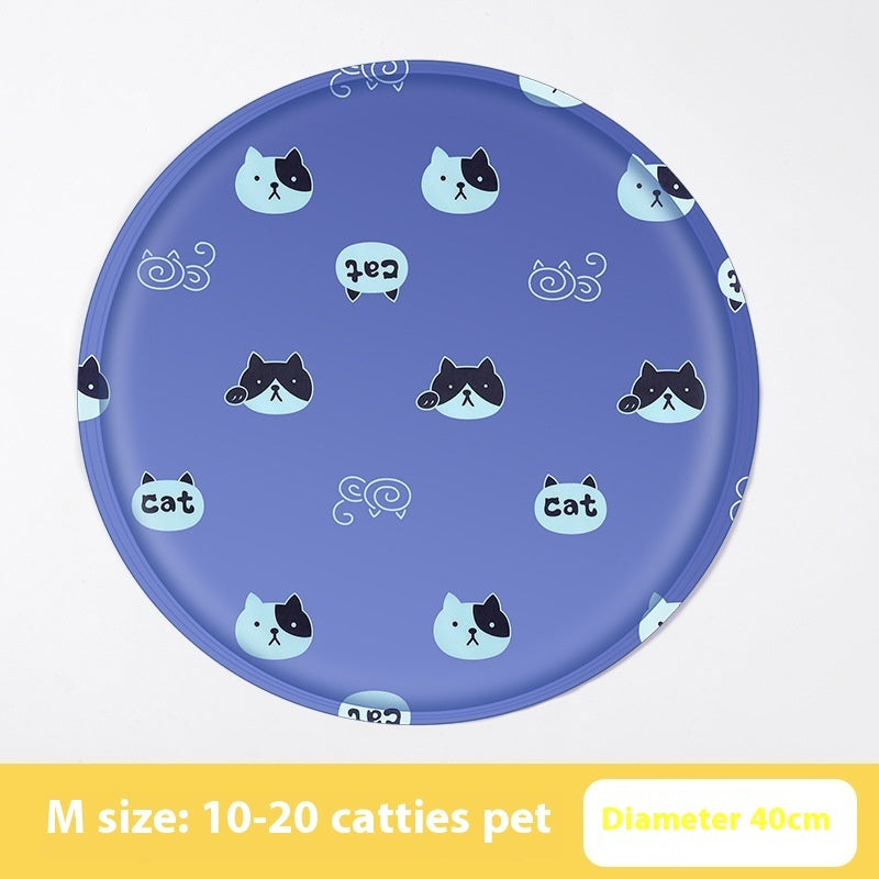 KFX-9532605 Cooling Gel Pet Mat – Round Cartoon Design for Dogs and Cats, Various Fun Patterns, Soft Cloth, 40cm & 50cm Sizes