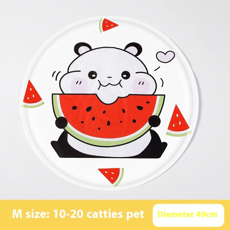 KFX-9532605 Cooling Gel Pet Mat – Round Cartoon Design for Dogs and Cats, Various Fun Patterns, Soft Cloth, 40cm & 50cm Sizes