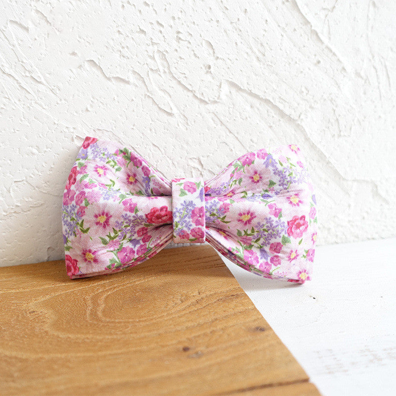 KFX-9532989 Double Layer Bow Tie Dog Collar with Flower Decoration - Available in XS to XL Sizes