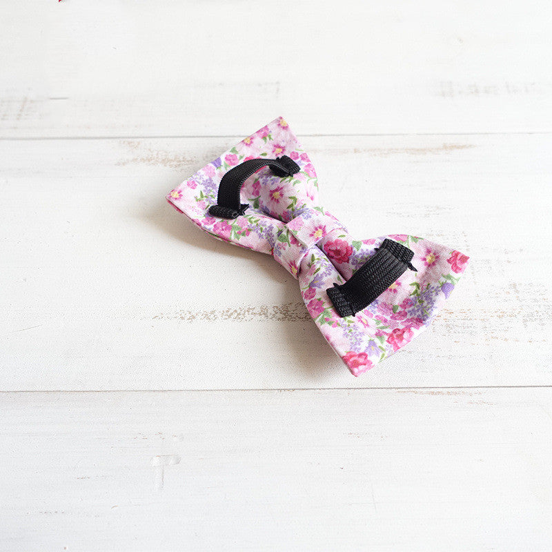 KFX-9532989 Double Layer Bow Tie Dog Collar with Flower Decoration - Available in XS to XL Sizes