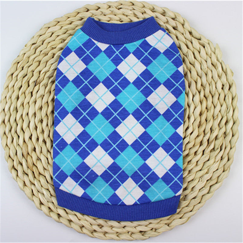 KFX-9533117 Casual Cotton Vest for Dog and Cat Lovers in Red/Black and Blue/White Grid Patterns