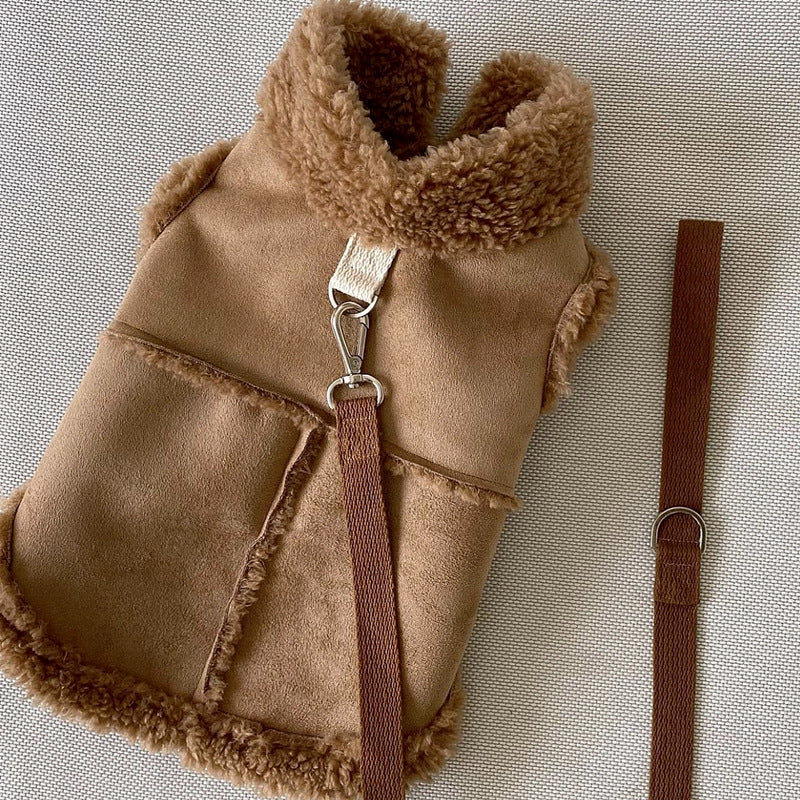 KFX-9536317 Cozy Autumn Winter Traction Vest for Pets - Available in Brown, Pink, and White Sizes XS to XL