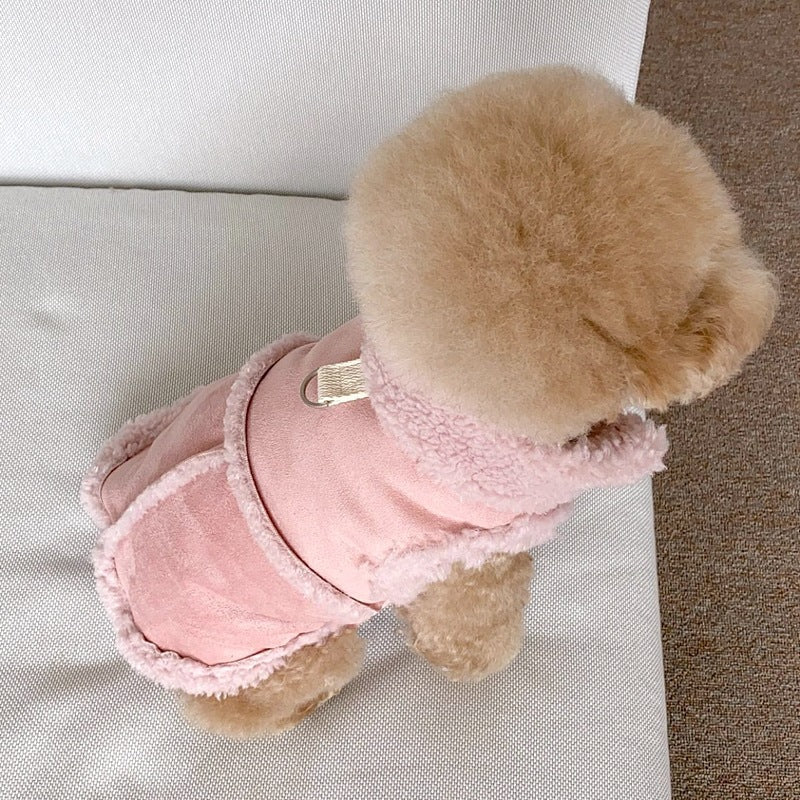 KFX-9536317 Cozy Autumn Winter Traction Vest for Pets - Available in Brown, Pink, and White Sizes XS to XL