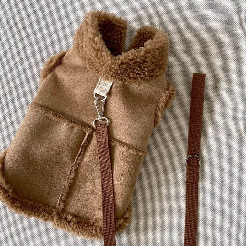 KFX-9536317 Cozy Autumn Winter Traction Vest for Pets - Available in Brown, Pink, and White Sizes XS to XL