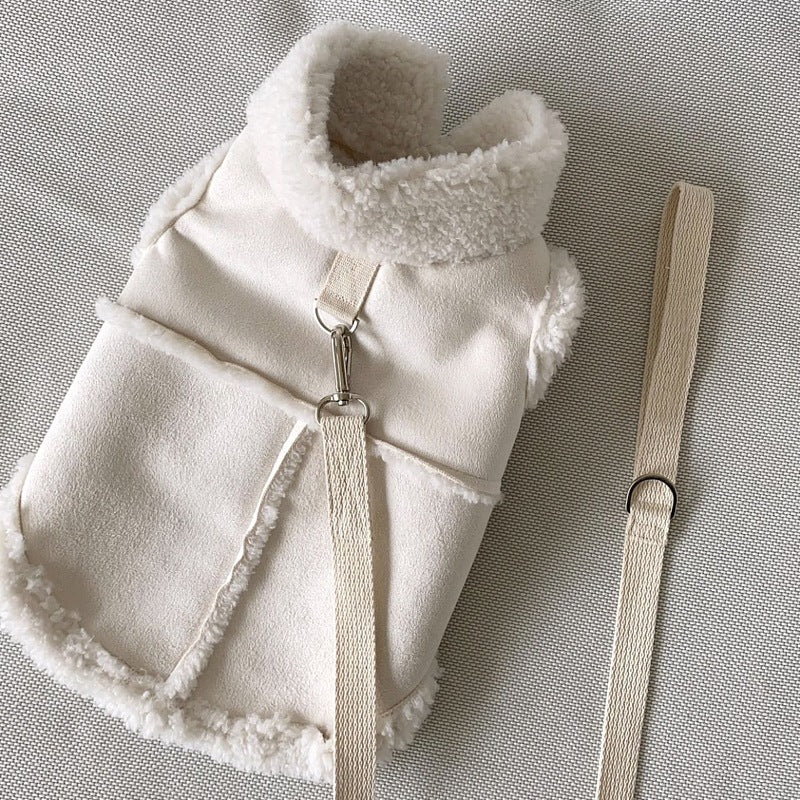 KFX-9536317 Cozy Autumn Winter Traction Vest for Pets - Available in Brown, Pink, and White Sizes XS to XL