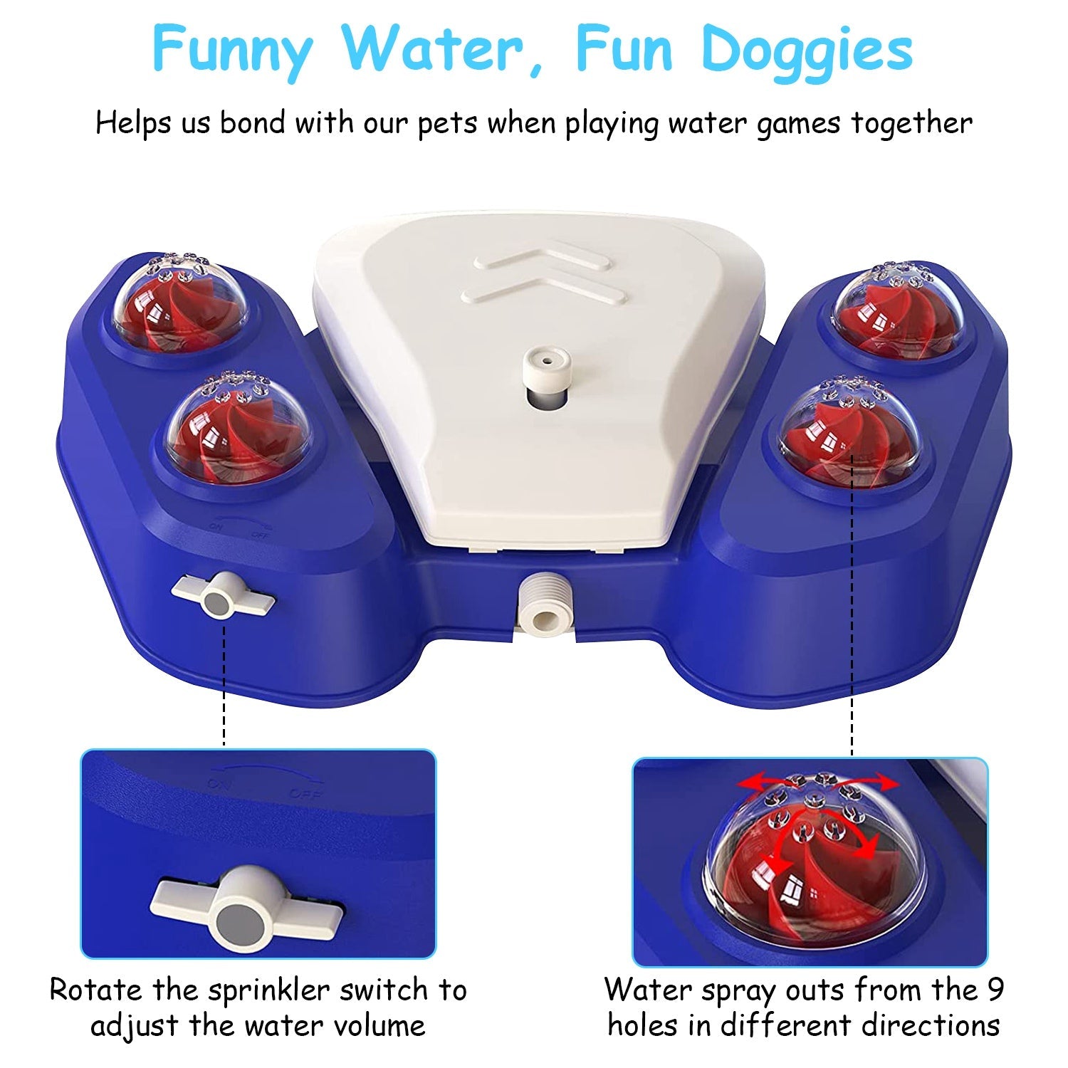 KFX-9536573 Multifunctional Automatic Dog Water Fountain with Sprinkler and Shower Balls for Drinking and Playtime