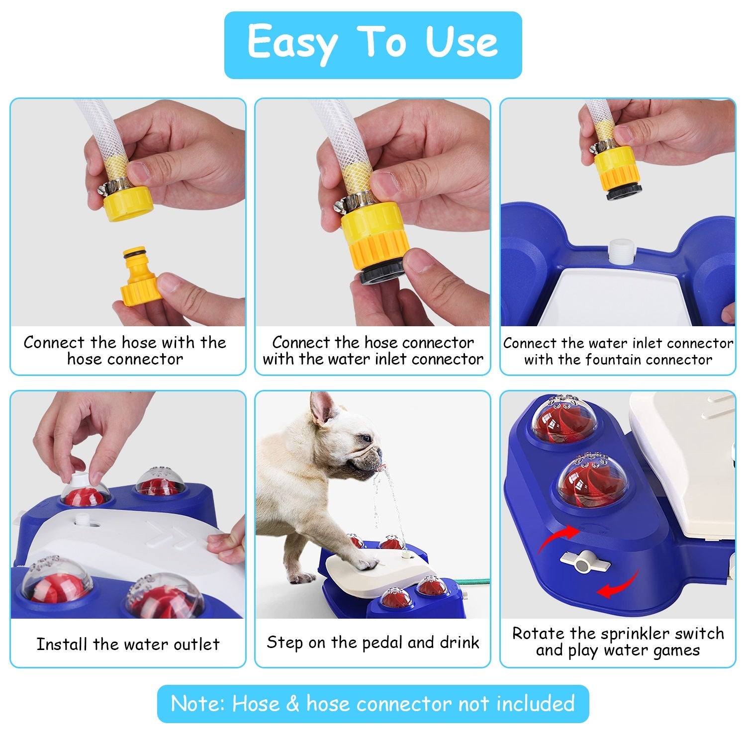 KFX-9536573 Multifunctional Automatic Dog Water Fountain with Sprinkler and Shower Balls for Drinking and Playtime