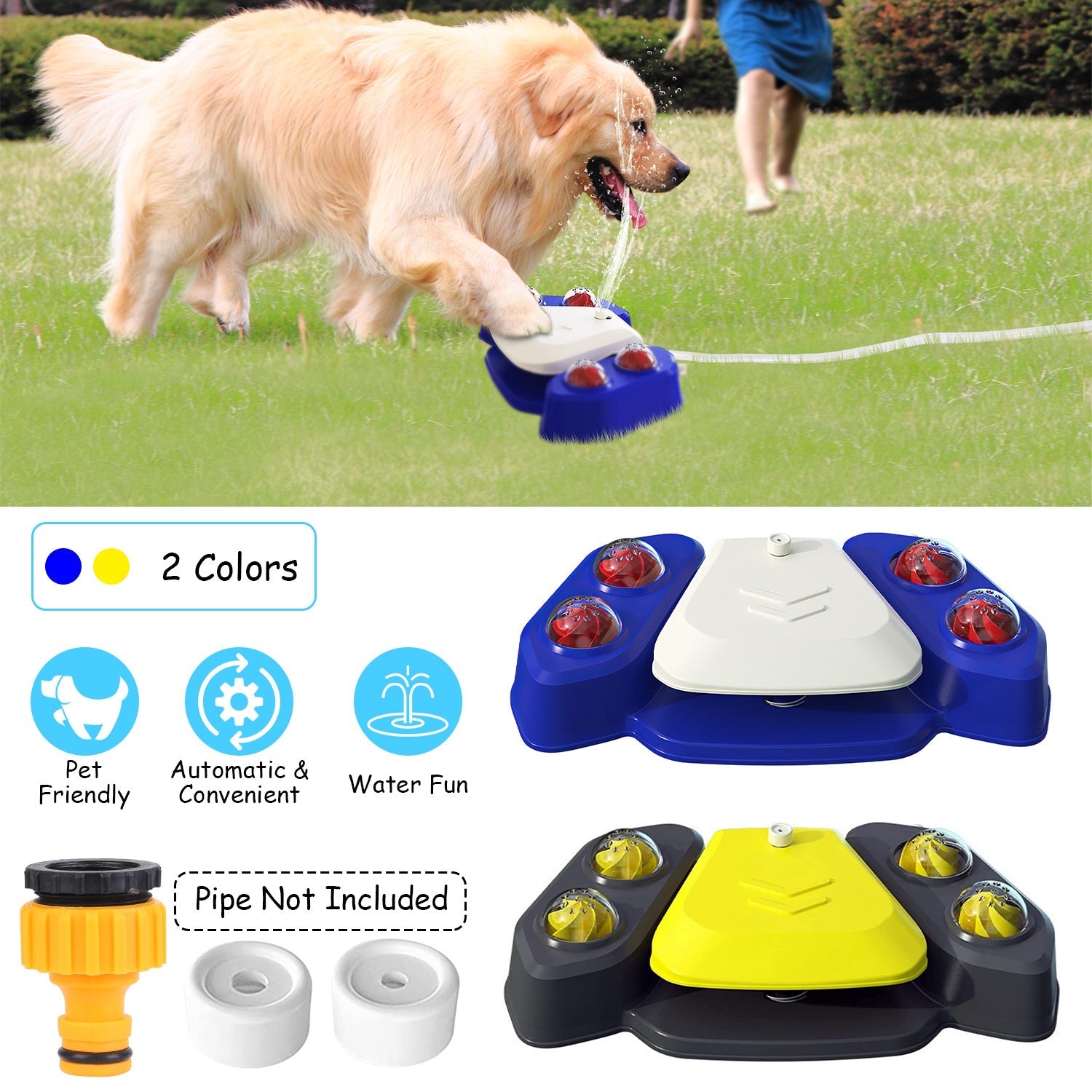 KFX-9536573 Multifunctional Automatic Dog Water Fountain with Sprinkler and Shower Balls for Drinking and Playtime
