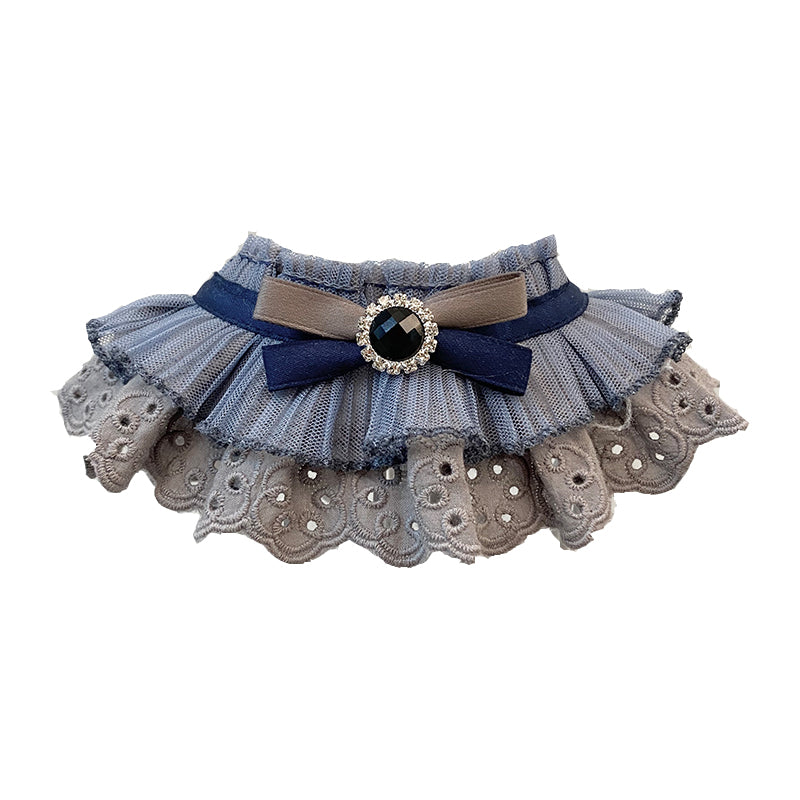 KFX-9537085 Lace Scarf Bow Tie for Cats and Dogs - Adjustable Triangle Towel in Blue