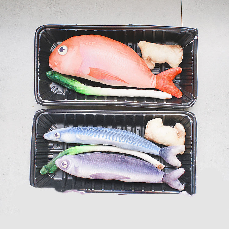 KFX-9537981 Salmon Snapper Catnip Toy in Blue - Four-Piece Set for Cats