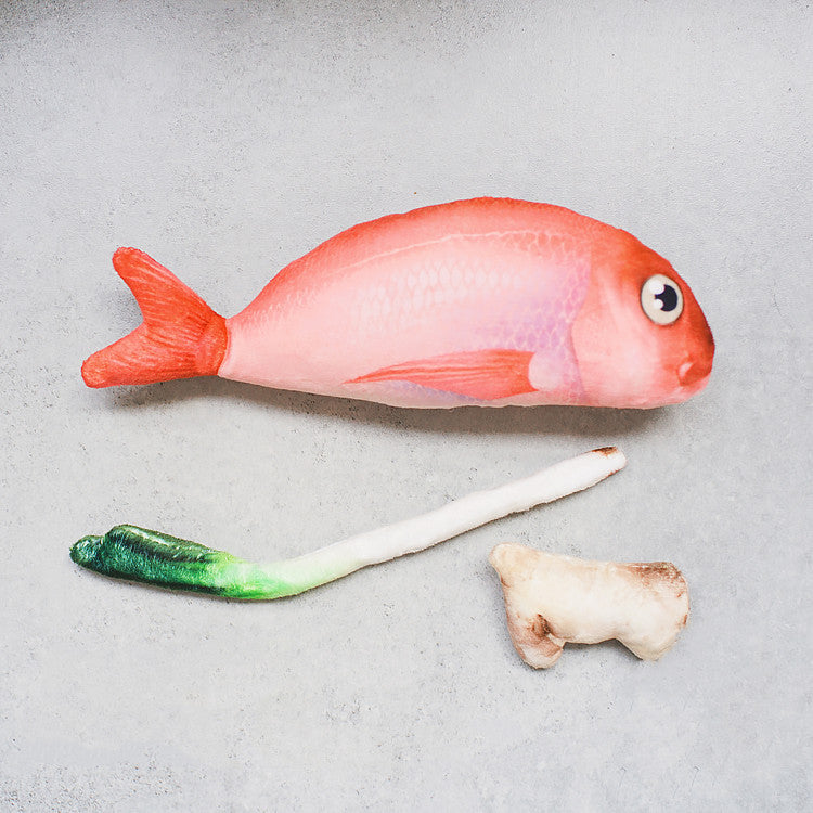 KFX-9537981 Salmon Snapper Catnip Toy in Blue - Four-Piece Set for Cats