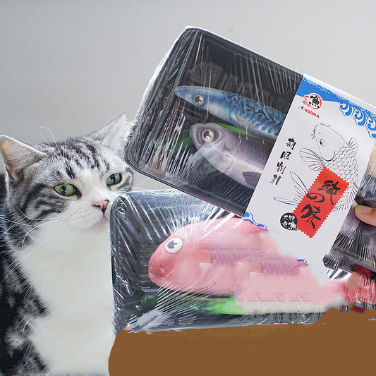 KFX-9537981 Salmon Snapper Catnip Toy in Blue - Four-Piece Set for Cats