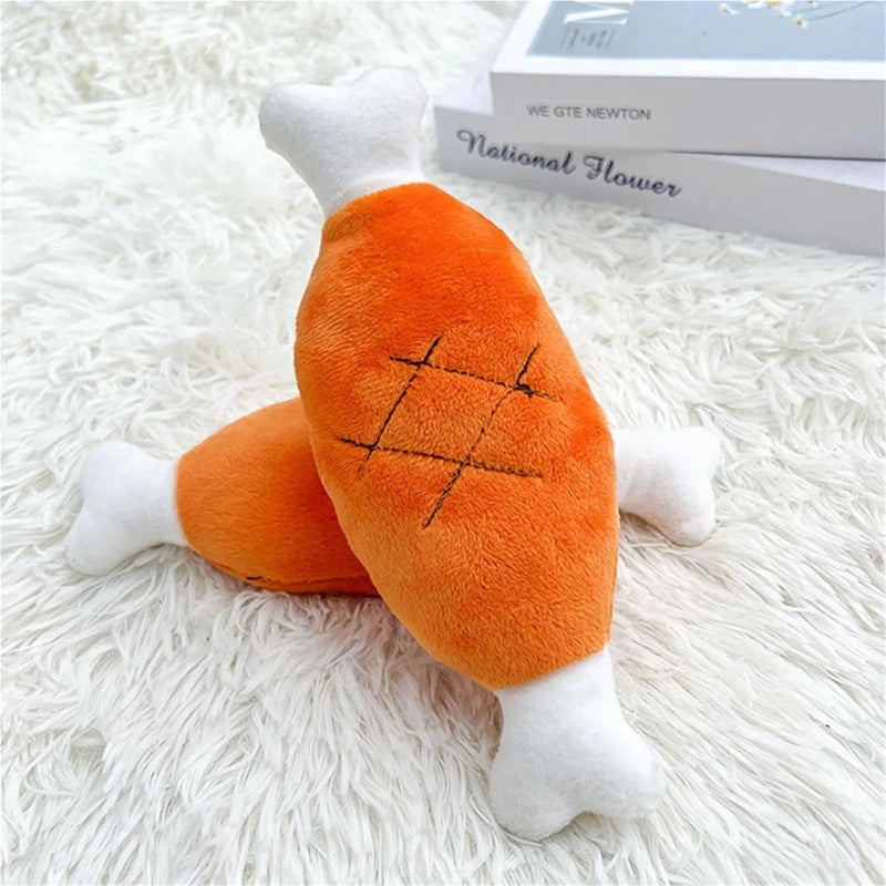 KFX-9538109 Plush Chicken Leg Dog Chew Toy - Soft Durable Design for Small to Medium Dogs and Puppies