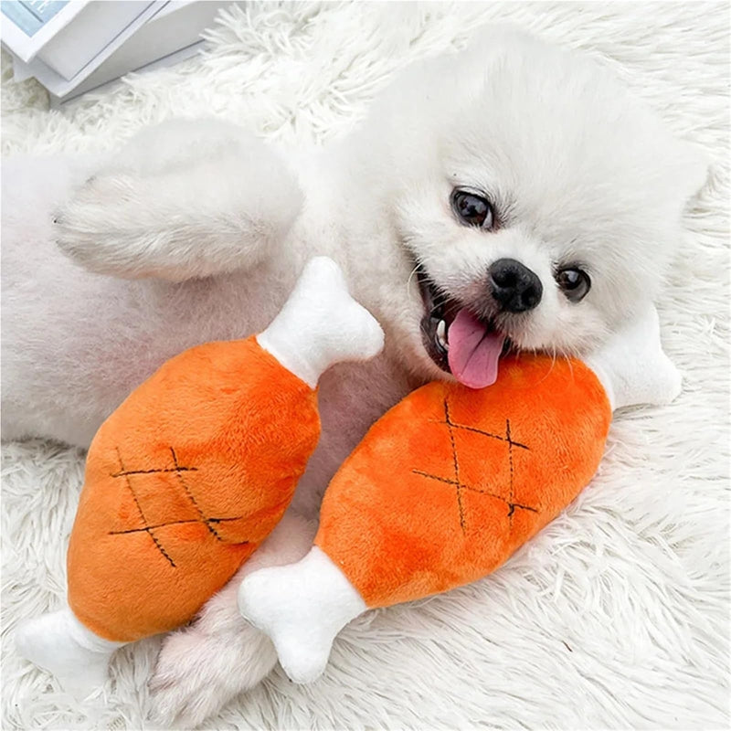 KFX-9538109 Plush Chicken Leg Dog Chew Toy - Soft Durable Design for Small to Medium Dogs and Puppies