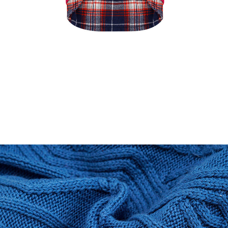 KFX-9540669 Cozy British-Style Dog Sweater for Autumn and Winter, Available in Red and Royal Blue