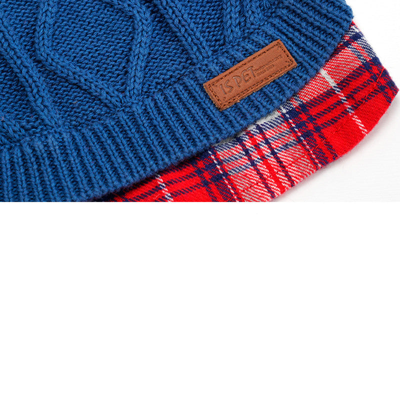 KFX-9540669 Cozy British-Style Dog Sweater for Autumn and Winter, Available in Red and Royal Blue