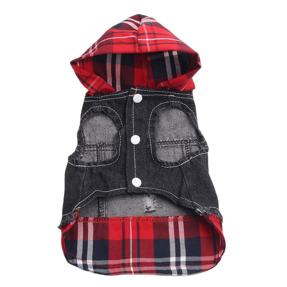 KFX-9542845 Denim Pet Clothes for Dogs - Four-Legged Styles in Navy and Red, Multiple Sizes Available