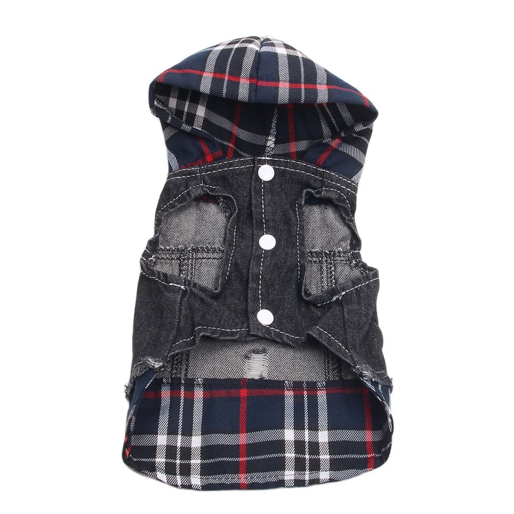 KFX-9542845 Denim Pet Clothes for Dogs - Four-Legged Styles in Navy and Red, Multiple Sizes Available