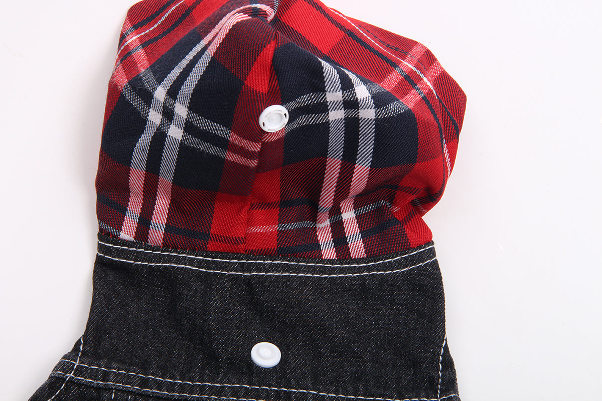 KFX-9542845 Denim Pet Clothes for Dogs - Four-Legged Styles in Navy and Red, Multiple Sizes Available