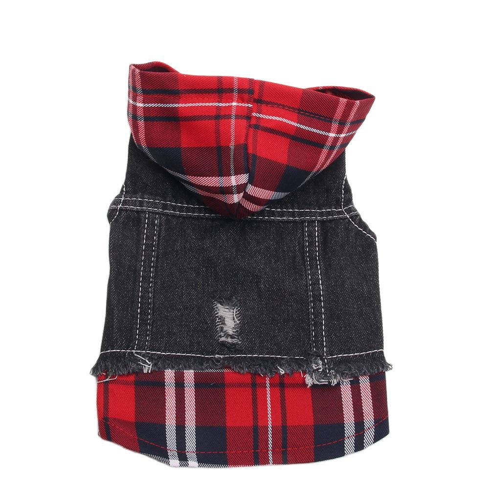 KFX-9542845 Denim Pet Clothes for Dogs - Four-Legged Styles in Navy and Red, Multiple Sizes Available