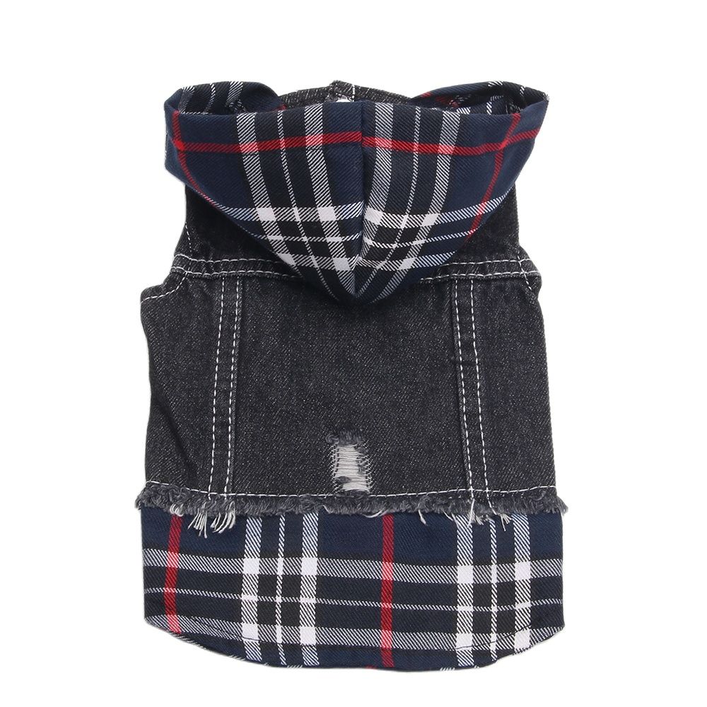 KFX-9542845 Denim Pet Clothes for Dogs - Four-Legged Styles in Navy and Red, Multiple Sizes Available