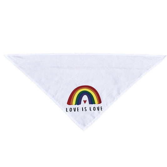 KFX-9543869 Rainbow Triangle Scarf for Dogs - Stylish Cotton Saliva Towel in White