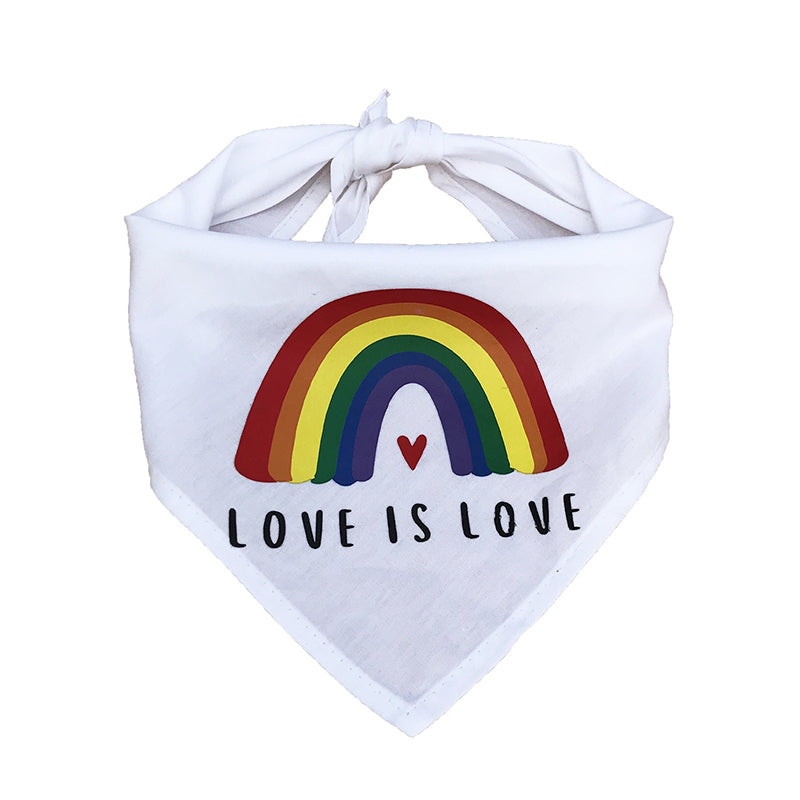 KFX-9543869 Rainbow Triangle Scarf for Dogs - Stylish Cotton Saliva Towel in White
