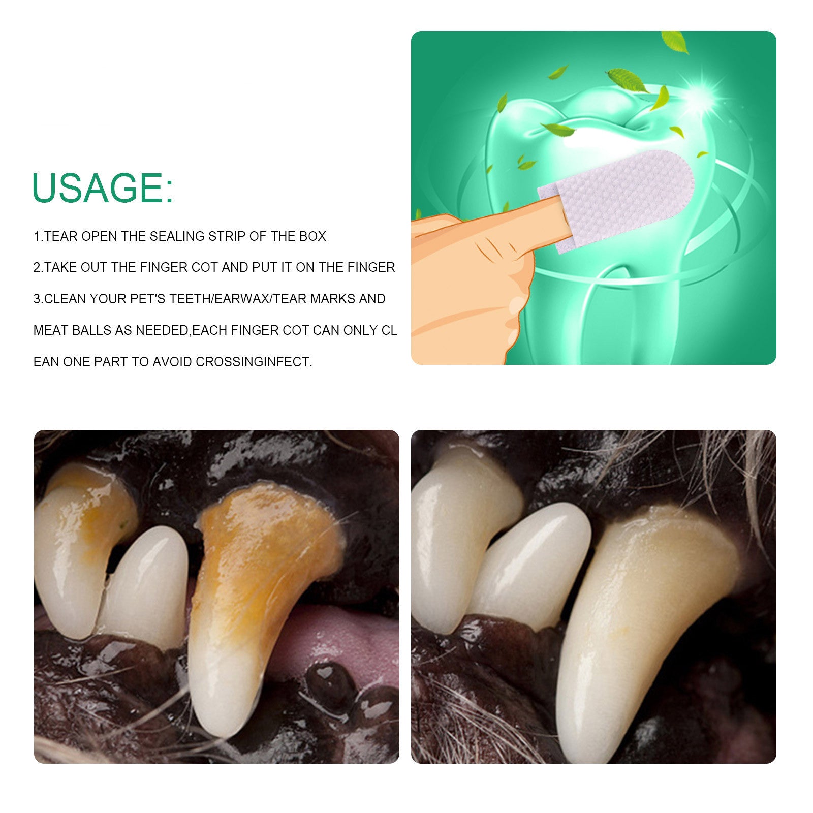 KFX-9544125 Pet Dental Cleaning Finger Stall - 20 Antibacterial Tooth Covers for Fresh Breath and Gum Care