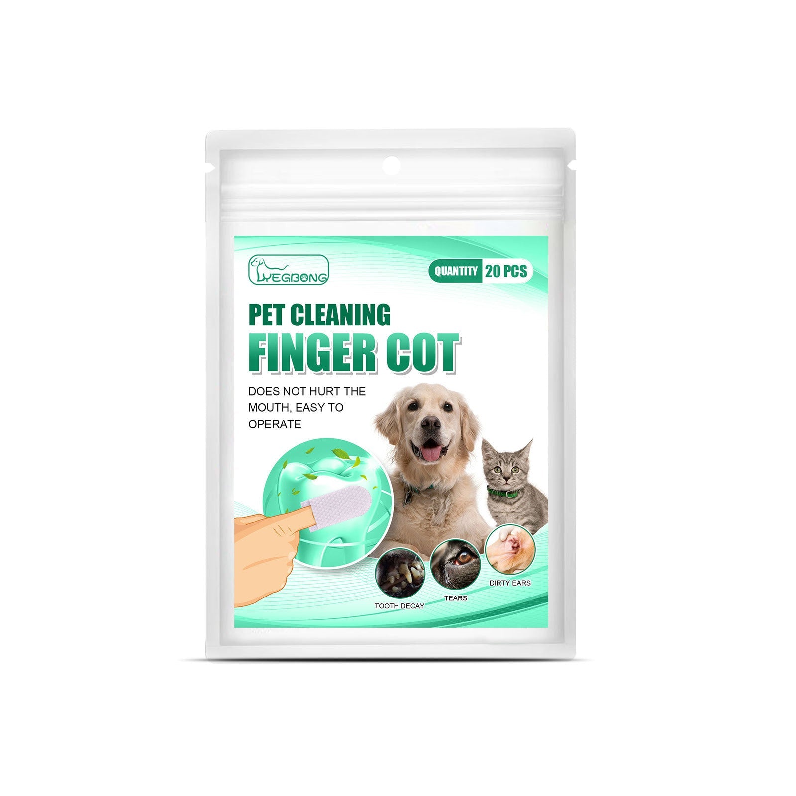 KFX-9544125 Pet Dental Cleaning Finger Stall - 20 Antibacterial Tooth Covers for Fresh Breath and Gum Care