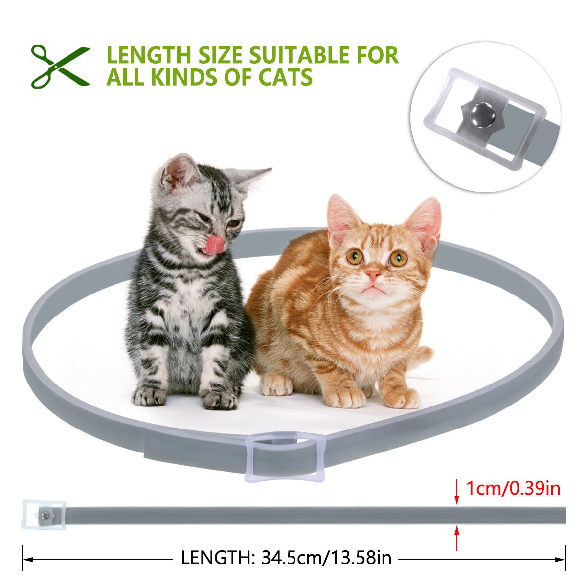 KFX-9544253 Adjustable Pet Insect Repellent Collar - Cat Gray, Suitable for Various Occasions and Seasons