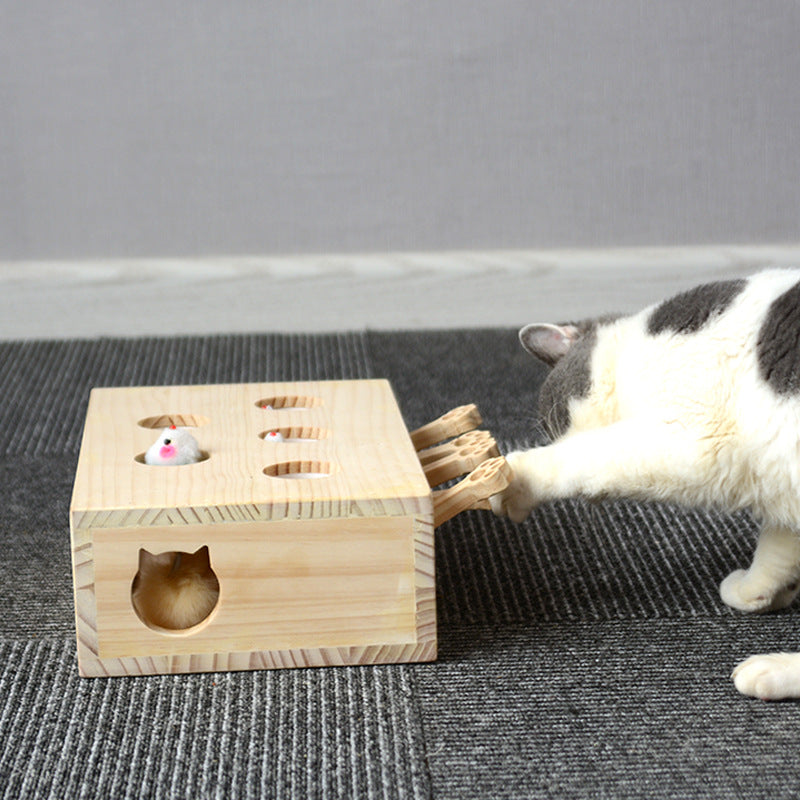KFX-9544893 Interactive Wooden Gopher Cat Toy for Engaging Playtime