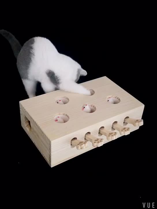 KFX-9544893 Interactive Wooden Gopher Cat Toy for Engaging Playtime