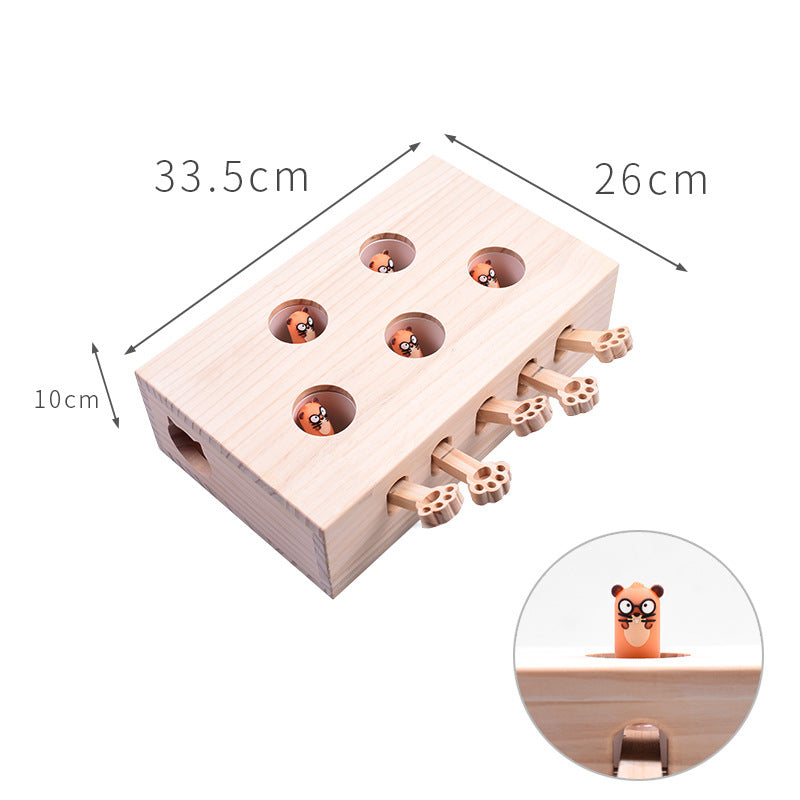 KFX-9544893 Interactive Wooden Gopher Cat Toy for Engaging Playtime