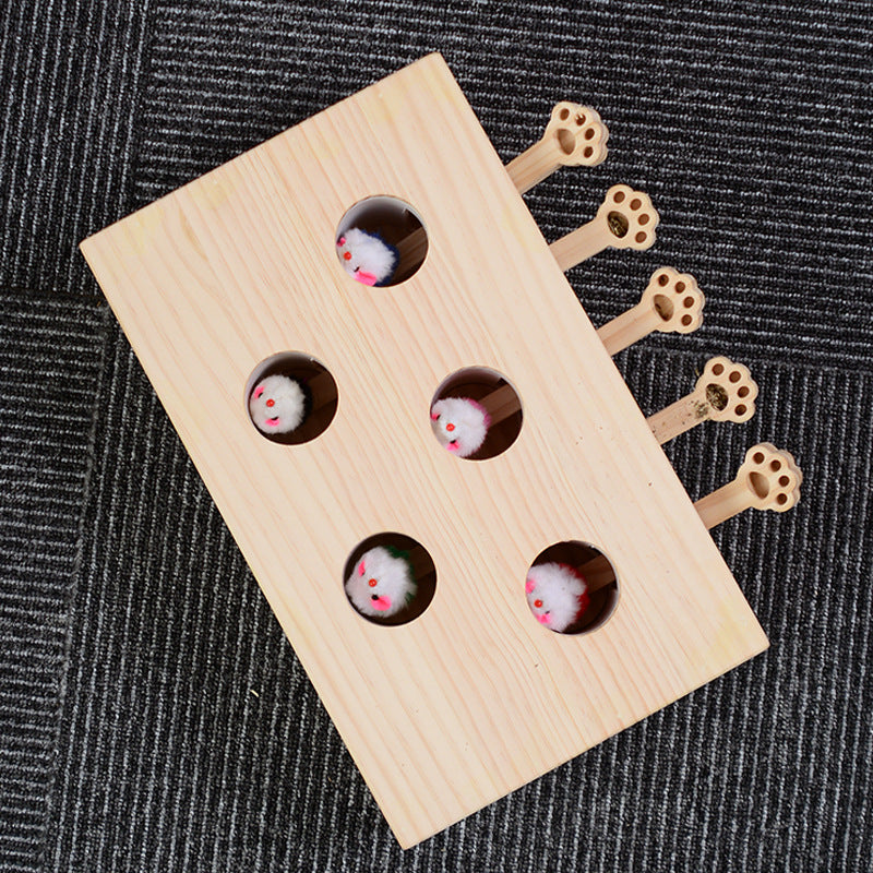 KFX-9544893 Interactive Wooden Gopher Cat Toy for Engaging Playtime