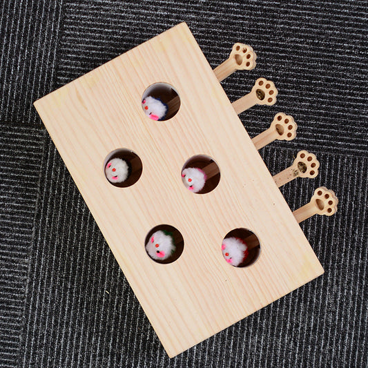 KFX-9544893 Interactive Wooden Gopher Cat Toy for Engaging Playtime