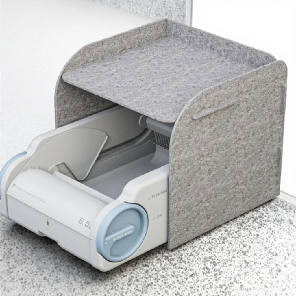 KFX-954963 Semi-Enclosed Cat Litter Box with Odor Control and Automatic Cleaning Features, 10kg Capacity